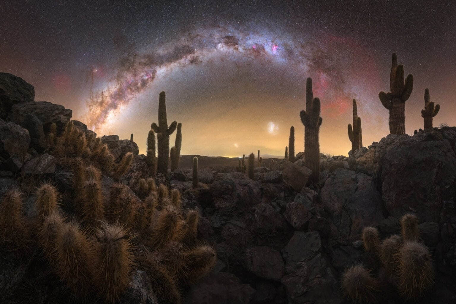 Valle de los Cactus: The Milky Way rising over Chile’s Atacama Cactus valley in this stunning panorama by Pablo Ruiz. (Image: Pablo Ruiz/ Milky Way Photographer of the Year/Capture the Atlas) Valle de los Cactus: The Milky Way rising over Chile’s Atacama Cactus valley in this stunning panorama by Pablo Ruiz. (Image: Pablo Ruiz/ Milky Way Photographer of the Year/Capture the Atlas)