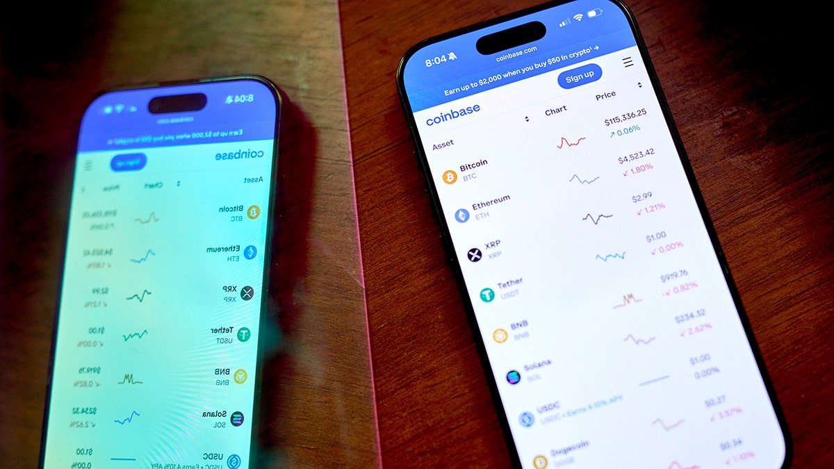 Cryptocurrency on a smartphone.