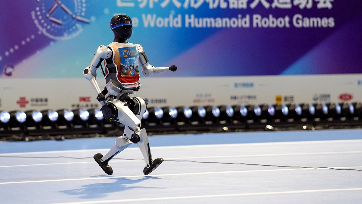 Robot running on a track.